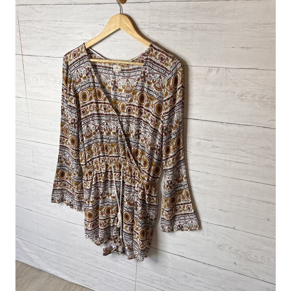 O'Neill Romper Womens Size Small Wrap Boho Floral Earth Tones Drawstring Hippy - Picture 4 of 16